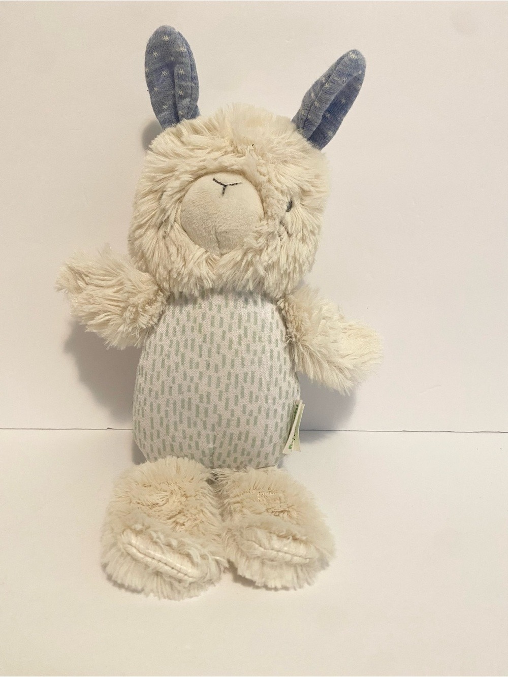 Ingenuity Llama Plush Lovey Baby Toy Stuffed Animal Soft Cuddle White Blue